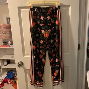 ZARA FLORAL WIDE LEG PANTS